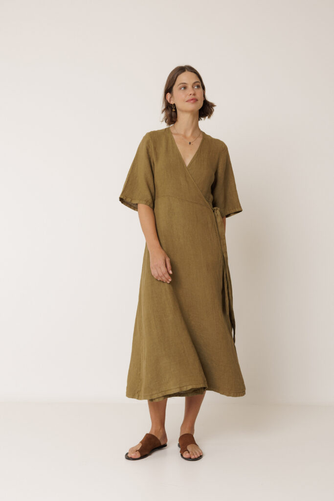 Indi and Cold Cross Over Linen Dress